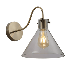 TKLD Wall & Sconce Lights Antique Brass Metal Clear Glass Funnel Wall Light E27 Fitting