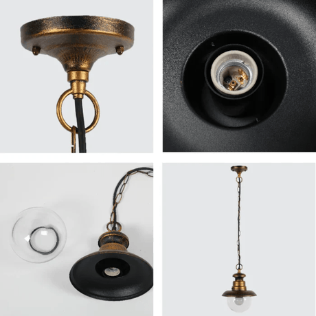 TKLD Pendant & Chandeliers Artu Black With Golden E27 Outdoor Pendant Lamp