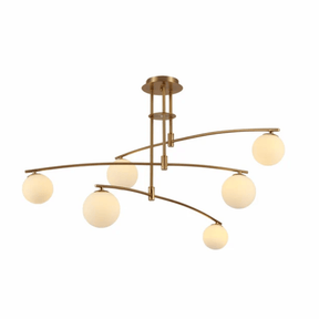 TKLD Pendant & Chandeliers Balanced Palm Opal 6 Globes and Gold Body Modern Chandelier Ceiling Light - 18W