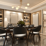 TKLD Pendant & Chandeliers Balanced Palm Opal 6 Globes and Gold Body Modern Chandelier Ceiling Light - 18W