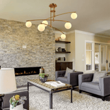 TKLD Pendant & Chandeliers Balanced Palm Opal 6 Globes and Gold Body Modern Chandelier Ceiling Light - 18W