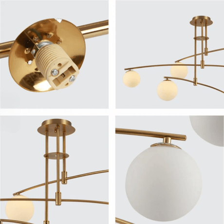 TKLD Pendant & Chandeliers Balanced Palm Opal 6 Globes and Gold Body Modern Chandelier Ceiling Light - 18W