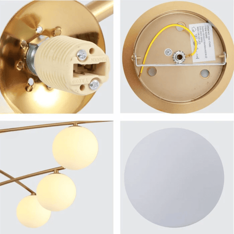 TKLD Pendant & Chandeliers Balanced Palm Opal 9 Globes and Gold Body Modern Chandelier Ceiling Light - 3W