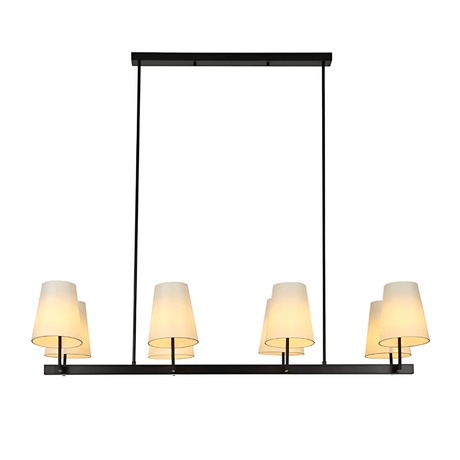 TKLD Pendant & Chandeliers Beige Fabric Shade With Black Island Metal Body Chandelier Ceiling Light - 40W