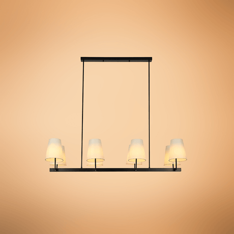 TKLD Pendant & Chandeliers Beige Fabric Shade With Black Island Metal Body Chandelier Ceiling Light - 40W