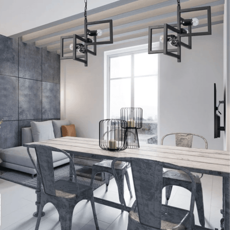TKLD Pendant & Chandeliers Black 4 Rectangle Chandelier E27 Pendant Ceiling Light - 510mm