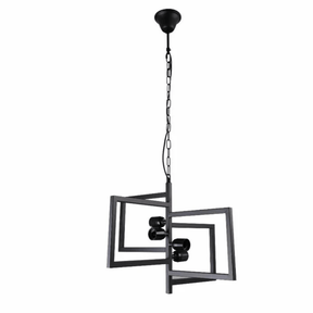 TKLD Pendant & Chandeliers Black 4 Rectangle Chandelier E27 Pendant Ceiling Light - 510mm