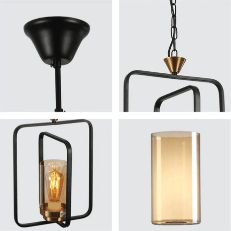 TKLD Pendant & Chandeliers Black Amber Kitchen Island E27 Chandelier Pendant Ceiling Light - 1 Lamp