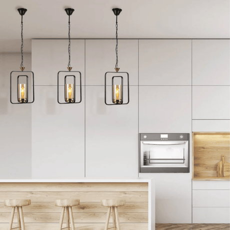 TKLD Pendant & Chandeliers Black Amber Kitchen Island E27 Chandelier Pendant Ceiling Light - 1 Lamp