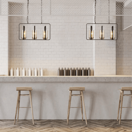 TKLD Pendant & Chandeliers Black Amber Kitchen Island E27 Chandelier Pendant Ceiling Light - 3 Lamps
