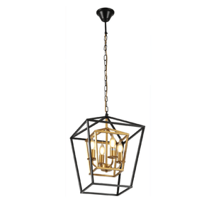 TKLD Pendant & Chandeliers Black and Gold Candle Farmhouse Vintage Pendant Ceiling Light - 40W