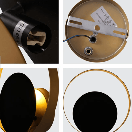 TKLD Pendant & Chandeliers Black And Gold Metal G9 Fitting Flat Wall Light