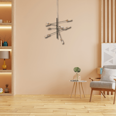 TKLD Pendant & Chandeliers Black and Gold Sputnik Rod Modern E27 Pendant Chandelier Ceiling Light  - 10 Lamps