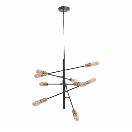 TKLD Pendant & Chandeliers Black and Gold Sputnik Rod Modern E27 Pendant Chandelier Ceiling Light  - 10 Lamps