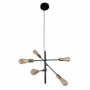 TKLD Pendant & Chandeliers Black and Gold Sputnik Rod Modern E27 Pendant Chandelier Ceiling Light  - 6 Lamps