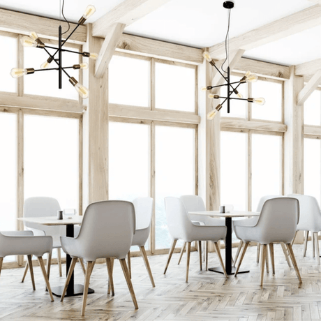 TKLD Pendant & Chandeliers Black and Gold Sputnik Rod Modern E27 Pendant Chandelier Ceiling Light  - 8 Lamps