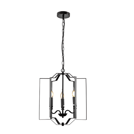 TKLD Pendant & Chandeliers Black Cage Candle Lantern Rustic Nautical Nordic Chandelier Ceiling Light 3xE14 Fittings - 40W