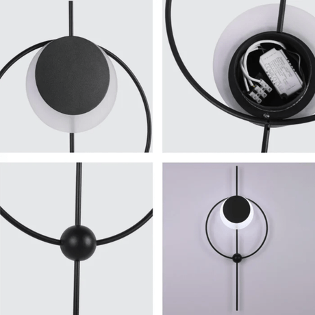 TKLD Wall & Sconce Lights Black Designer Geometric Moon In Circle Modern LED Wall Light - 7W