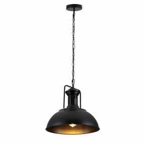 TKLD Pendant & Chandeliers Black Dome Industrial Jumbo Metal E27 Ceiling Pendant Light