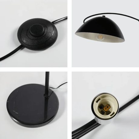 TKLD Table & Floor Lamps Black Elegance Curved Floor Lamp with Dome Shade - 40W