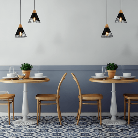 TKLD Pendant & Chandeliers Black Funnel Caged Shuttlecock Nordic E27 Ceiling Pendant Light