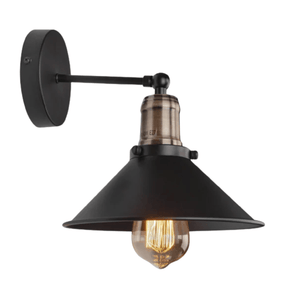 TKLD Wall & Sconce Lights Black Funnel Metal Hinged Wall Light E27 Fitting