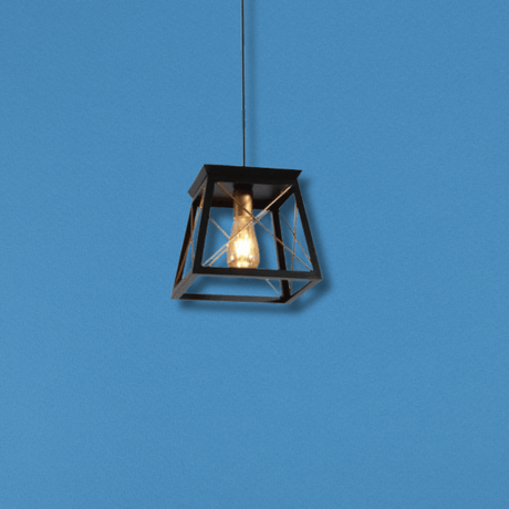 TKLD Pendant & Chandeliers Black Gold Caged Industrial Retro Square E27 Pendant Ceiling Light