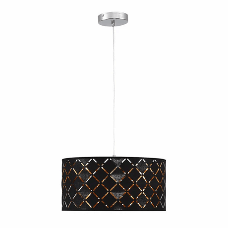 TKLD Pendant & Chandeliers Black & Gold Fabric Cylinder E27 Pendant Ceiling Light