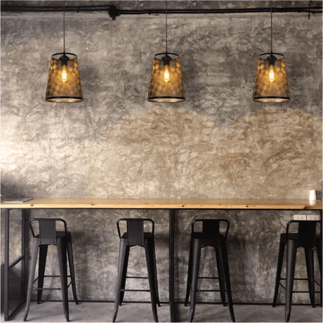TKLD Pendant & Chandeliers Black & Gold Metal Frustum  E27 Pendant Ceiling Light