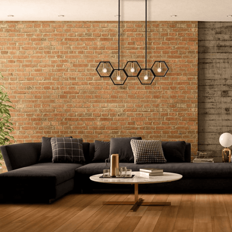 TKLD Pendant & Chandeliers Black Honeycomb Island Chandelier Ceiling Light - 40W