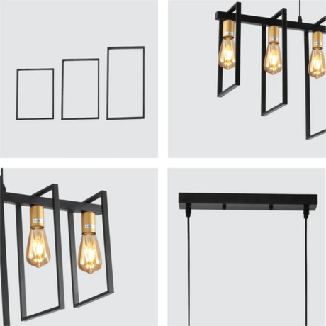 TKLD Pendant & Chandeliers Black Metal Body Cage Modern Kitchen island Chandelier Ceiling Light with Gold 6xE27
