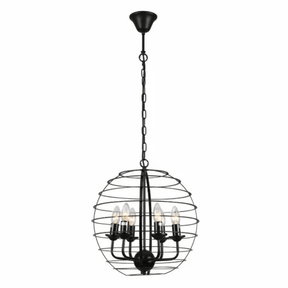TKLD Pendant & Chandeliers Black Metal Cage Candle Lantern  E14 Pendant Ceiling Light