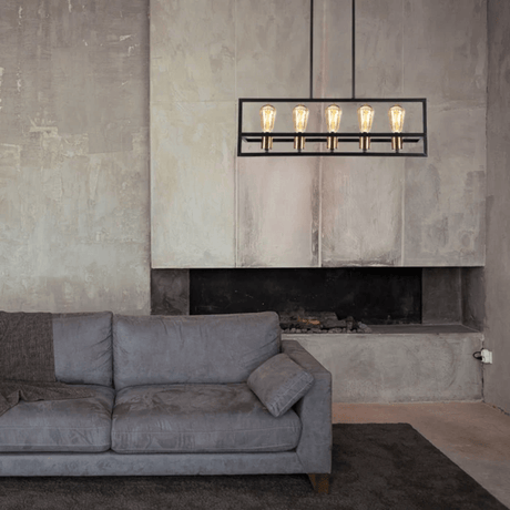 TKLD Pendant & Chandeliers Black Metal Cuboid Kitchen Island Chandelier Ceiling Light - 8655-5