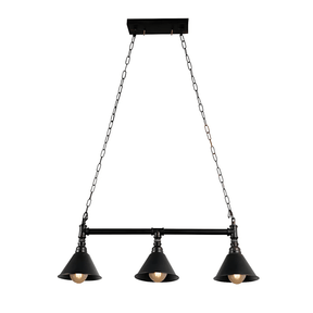 TKLD Pendant & Chandeliers Black Metal Funnel Pipe Island 3xE27 Ceiling Chandelier Light - 40W