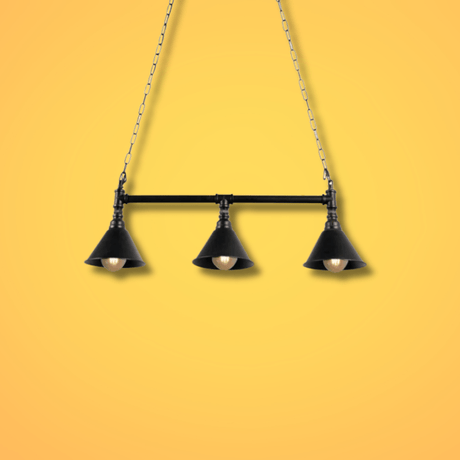 TKLD Pendant & Chandeliers Black Metal Funnel Pipe Island Ceiling E27 Chandelier Light