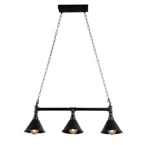 TKLD Pendant & Chandeliers Black Metal Funnel Pipe Island Ceiling E27 Chandelier Light