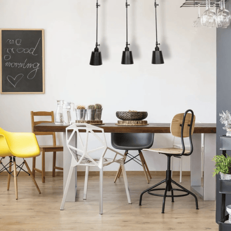 TKLD Pendant & Chandeliers Black Metal Hinged Cone E27 Pendant Ceiling Light