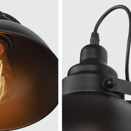 TKLD Wall & Sconce Lights Black Metal Hinged Dome Wall Light E27 Fitting