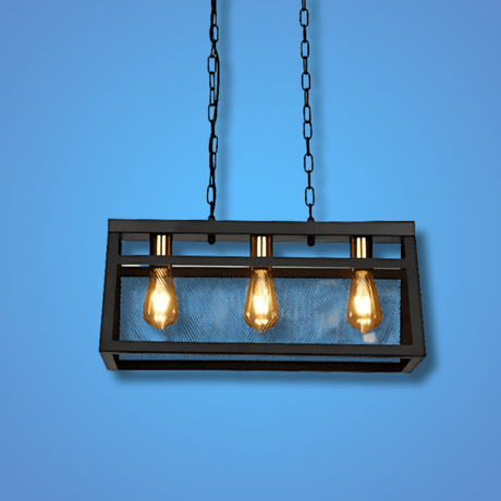 TKLD Pendant & Chandeliers Black Metal Island Chandelier Ceiling Light 3xE27 Fitting