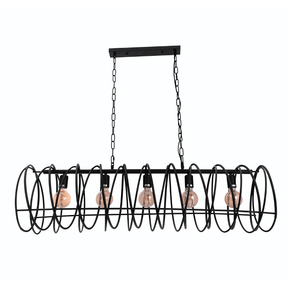 TKLD Pendant & Chandeliers Black Metal Spiral Helix Island Chandelier Ceiling Light - 40W