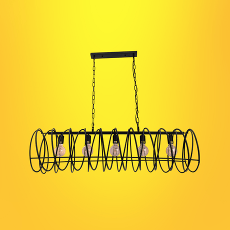 TKLD Pendant & Chandeliers Black Metal Spiral Helix Island Chandelier Ceiling Light - 40W