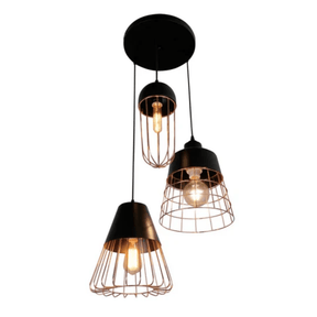 TKLD Pendant & Chandeliers Black Top Rose Gold Metal Cage Mix E27 Pendant Ceiling Light