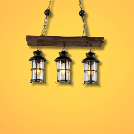 TKLD Pendant & Chandeliers Board Wood Cylinder Glass Farmhouse Kitchen Island E27 Pendant Ceiling Light  - 3 Lamps
