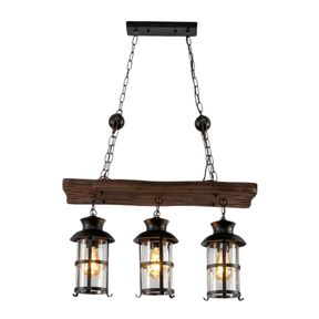 TKLD Pendant & Chandeliers Board Wood Cylinder Glass Farmhouse Kitchen Island E27 Pendant Ceiling Light  - 3 Lamps