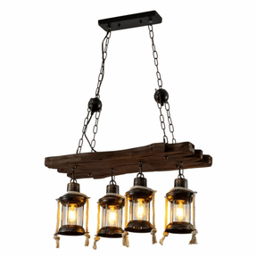 TKLD Pendant & Chandeliers Board Wood Cylinder Glass Farmhouse Kitchen Island E27 Pendant Ceiling Light  - 4 Lamps