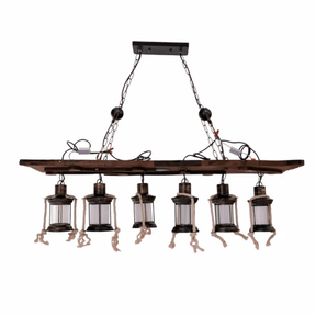TKLD Pendant & Chandeliers Board Wood Cylinder Glass Farmhouse Kitchen Island E27 Pendant Ceiling Light  - 6 Lamps