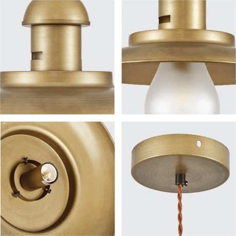 TKLD Pendant & Chandeliers Bronze Metal Opal Step Pear Glass E14 Pendant Ceiling Light