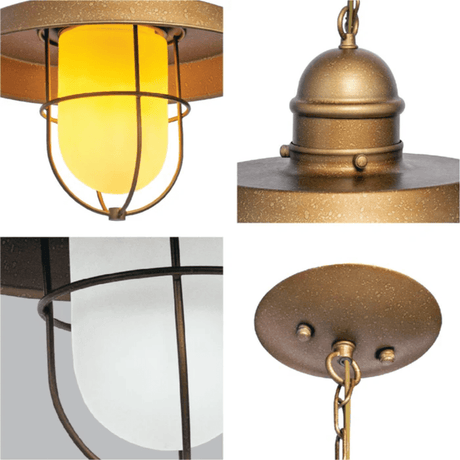 TKLD Pendant & Chandeliers Bronze Metal Opal Step Tube Glass E27 Pendant Ceiling Light