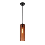 TKLD Pendant & Chandeliers Brown Reeded Cylinder Glass E27 Pendant Light Fitting