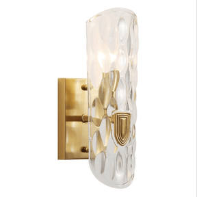TKLD Wall & Sconce Lights Brushed Brass Metal Clear Textured Glass Single Lamp Wall Light - 40W